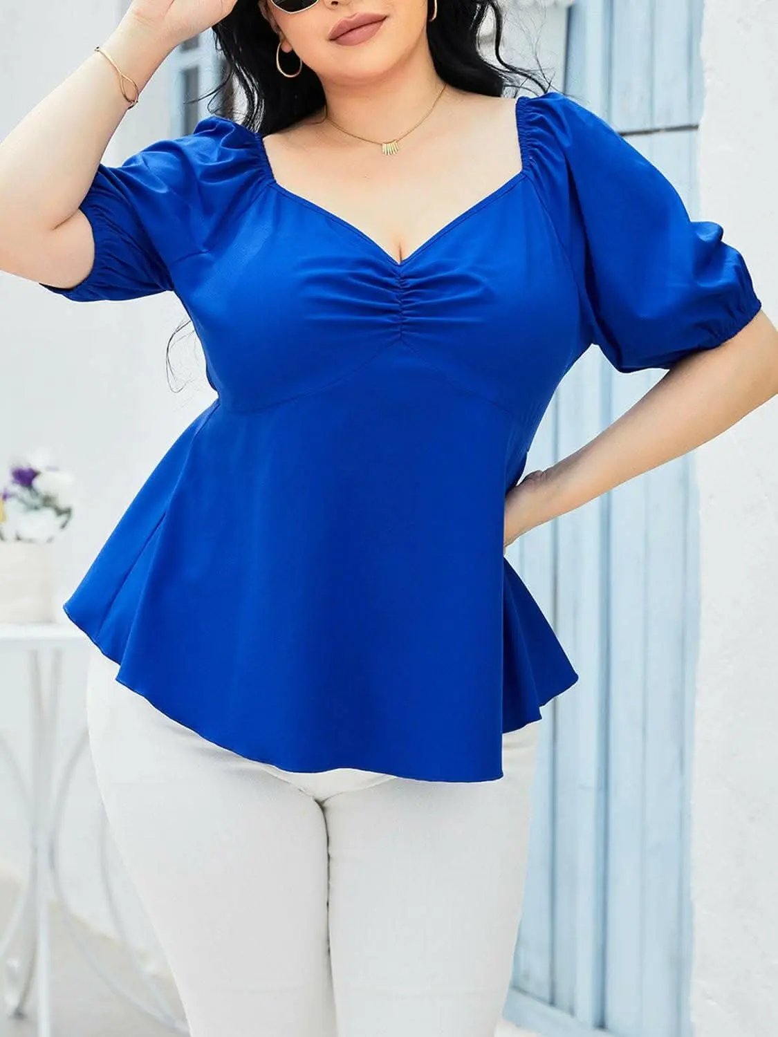 Curvy chic balloon sleeve top - Love Salve